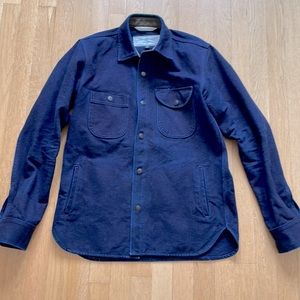 Rogue territory + blue owl workshop heavy canvas indigo service shirt.